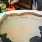 John Higgins at work in his studio 2018